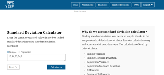 Standard deviation calculation