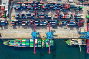 A busy large ship-yard